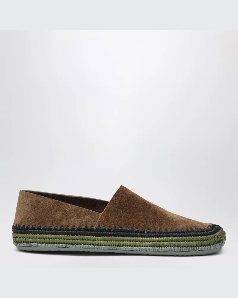 Loewe Rio Slipper in Braun aus Wildleder und Raffia Braun