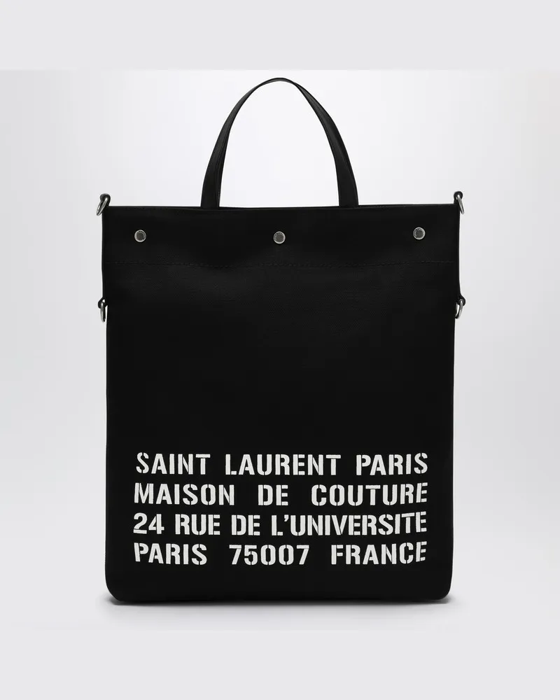 Saint Laurent Schwarze Tote-Bag North/South aus Canvas Schwarz