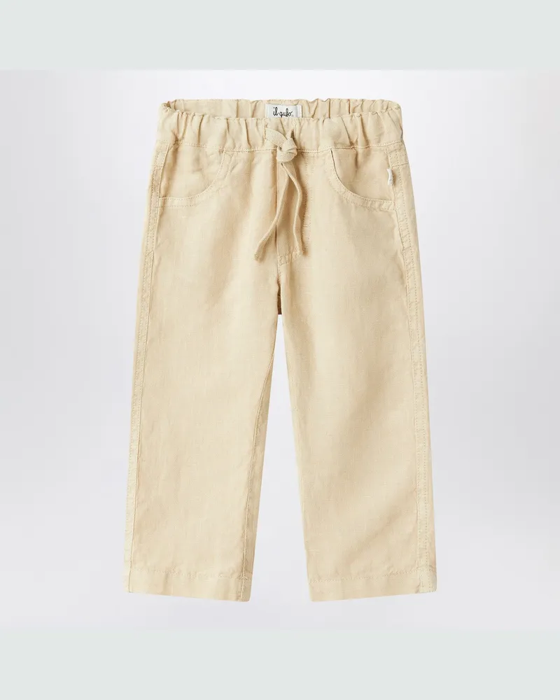 Il Gufo Beigefarbene Hose aus Leinen Beige