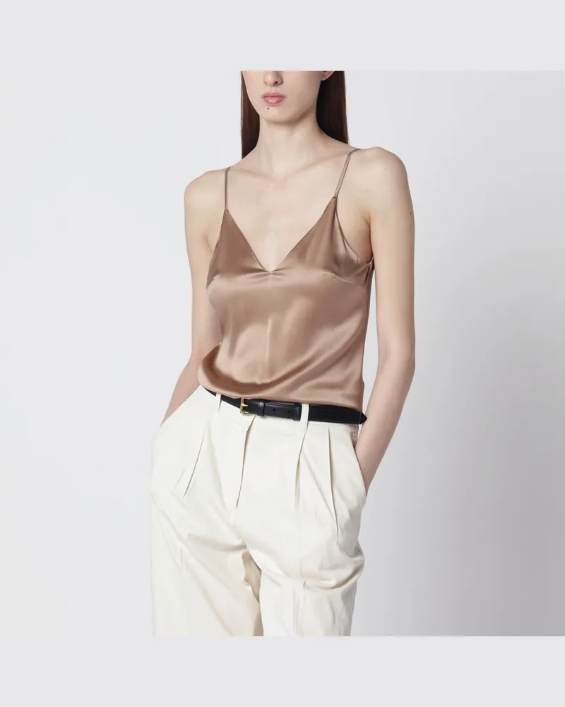 Brunello Cucinelli Hellbeiges Top aus Seidenmix Beige