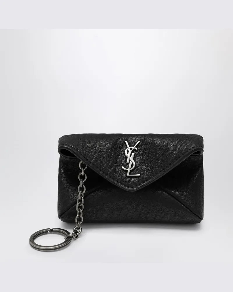Saint Laurent Schlüsselanhängerhülle Umschlag Cassandre schwarz Schwarz