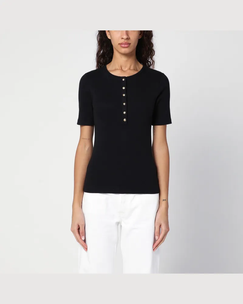 Anine Bing Schwarzer Pullover mit kurzen Ärmeln 