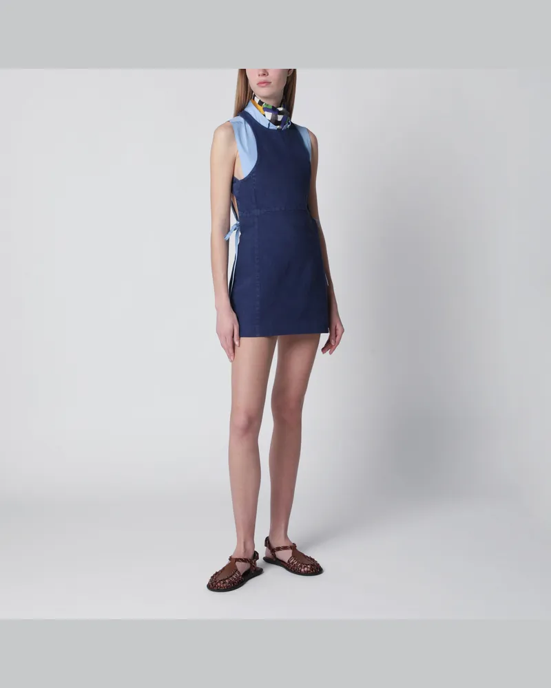 Miu Miu Kurzes Kleid in Tintenfarbe aus Gabardine Blue