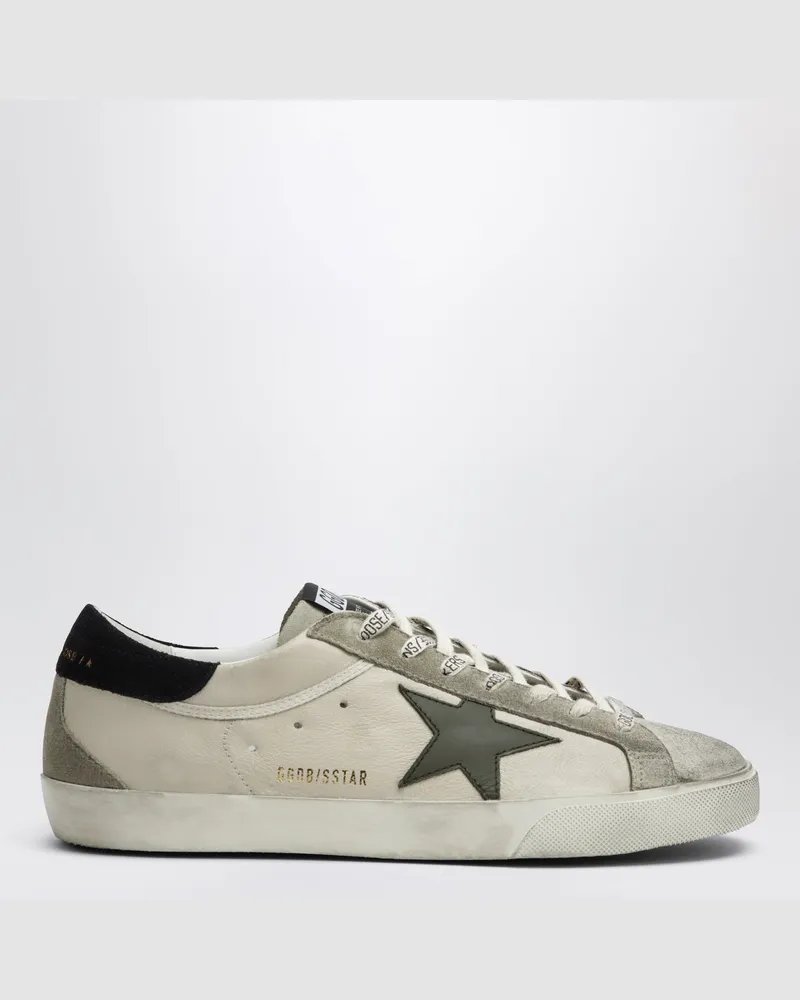 Golden Goose Super-Star Sneaker in Creme/Olivgrün/Blau White