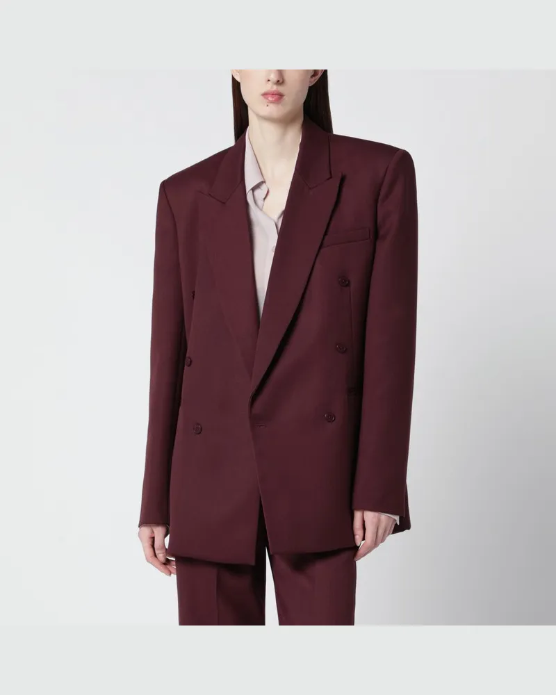 FRANKIE Shop Strukturierte Monterey Jacke in Burgunder aus Wollmischung Burgunderrot