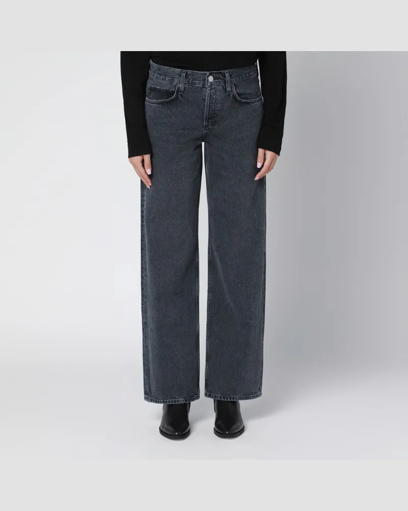 AGOLDE Schwarze Jeans mit Used-Effekt Schwarz