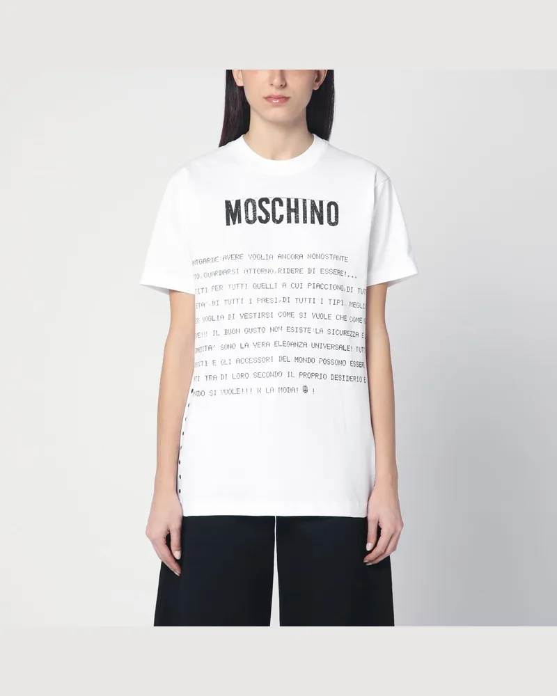 Moschino Weißes T-Shirt aus Baumwolle mit Logo Weiß