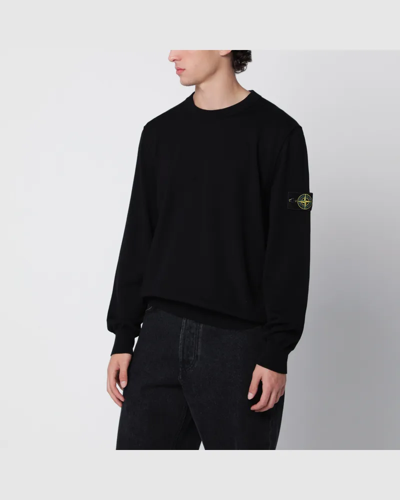 Stone Island Schwarzer Pullover aus Baumwolle Black
