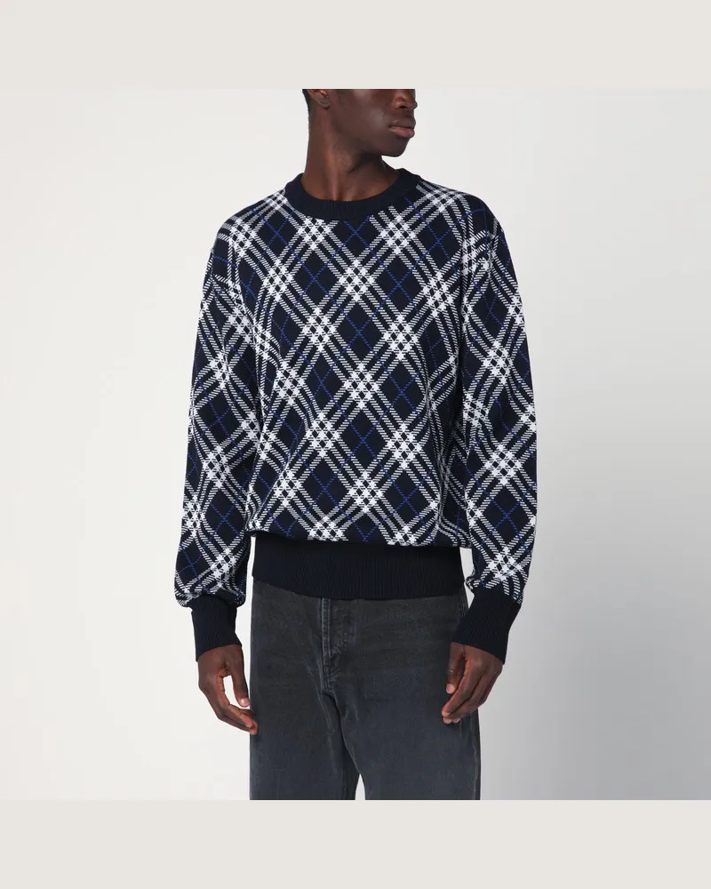 Burberry Pullover mit Karomuster aus Wollmischung Blau