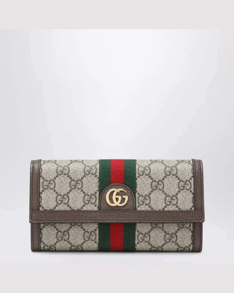 Gucci Ophidia Geldbörse aus beige-braunem GG-Stoff Beige