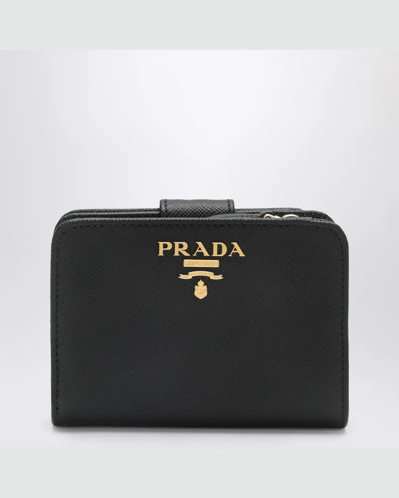 Prada Kleine Geldbörse aus schwarzem Saffiano-Leder Black