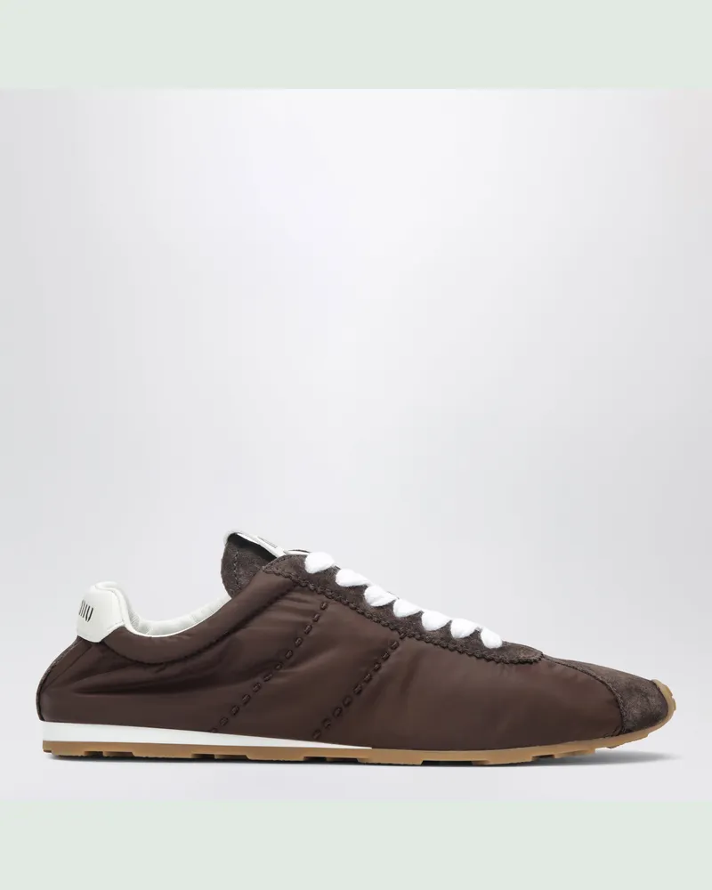 Miu Miu Plume Sneaker aus Leder in Burnt-Ton Brown