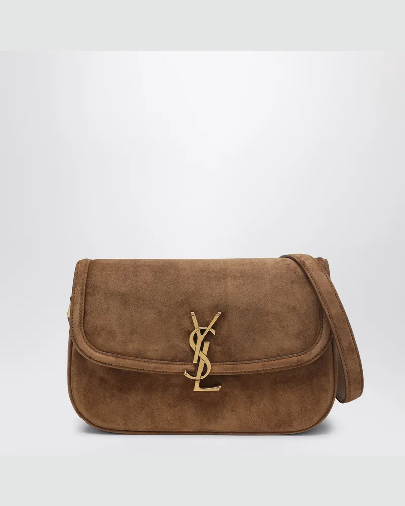 Saint Laurent Borsa Solferino medium aus Wildleder Karamell Cognac Brown