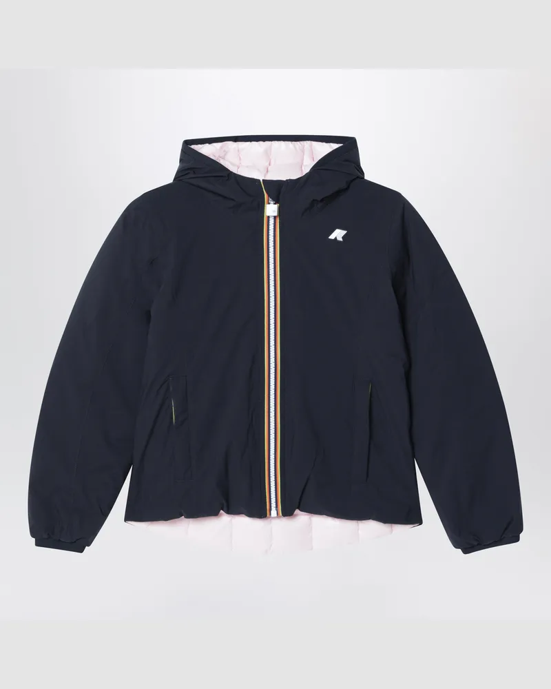 K-Way Wendbare Daunenjacke in Blau/Hellrosa Multicolor