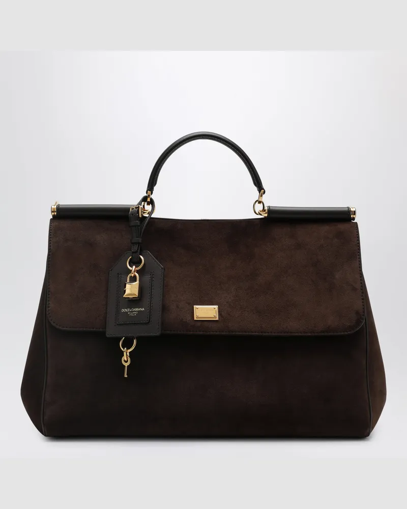 Dolce & Gabbana My Sicily große Tasche aus wildleder in Ebenholzbraun Brown