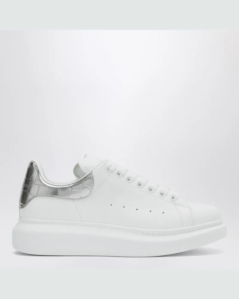 Alexander McQueen Oversize-Sneaker weiß/Silber Kroko 