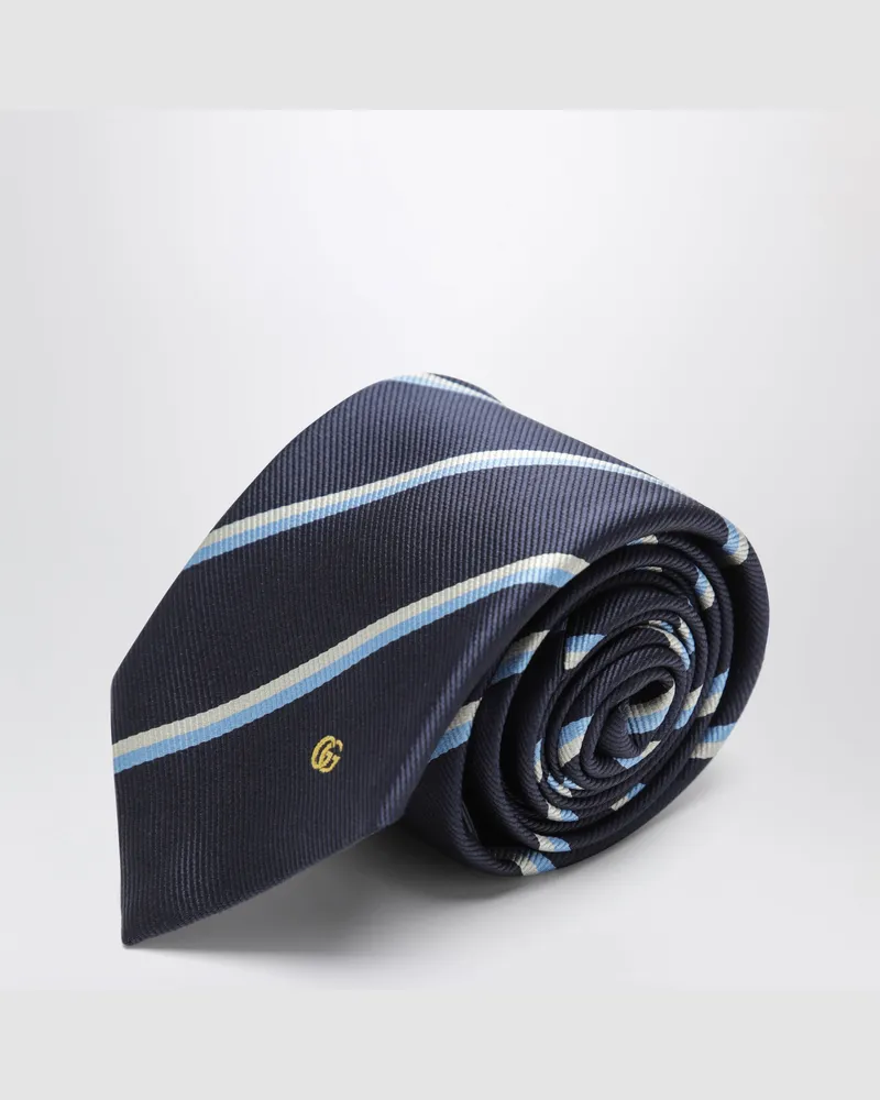 Gucci Gestreifte Krawatte aus Jacquard-Seide in Blau Multicolor