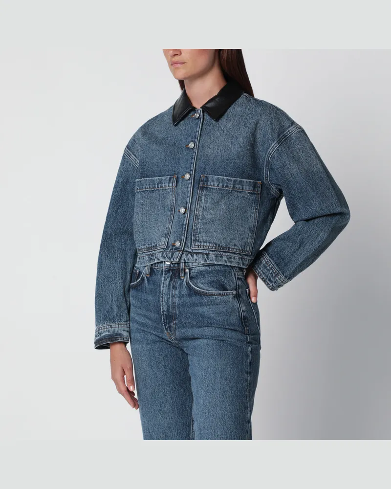 Anine Bing Yuma Jacke aus verwaschenem blauem Denim Blue