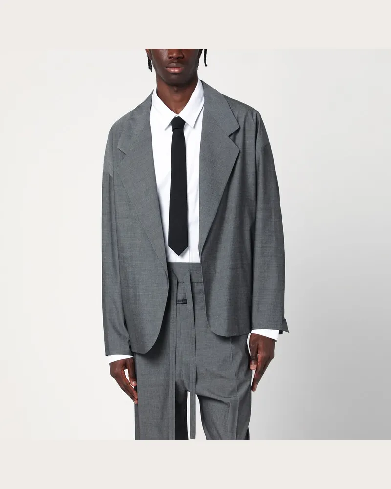 Fear of God Einreihige graue Jacke aus Baumwolle und Wolle Grau