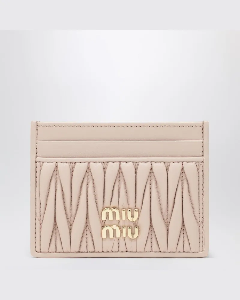 Miu Miu Kartenetui aus gestepptem Nappaleder in der Farbe Cipria 