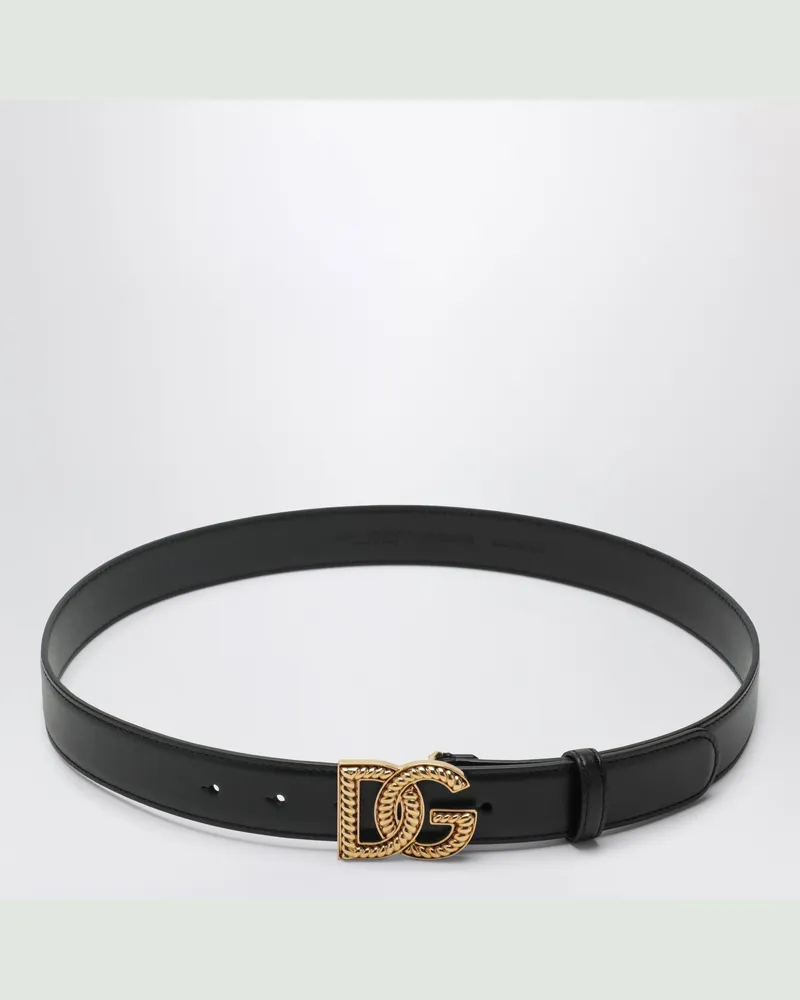 Dolce & Gabbana Gürtel mit DG-Logo aus Kalbsleder in Schwarz Black