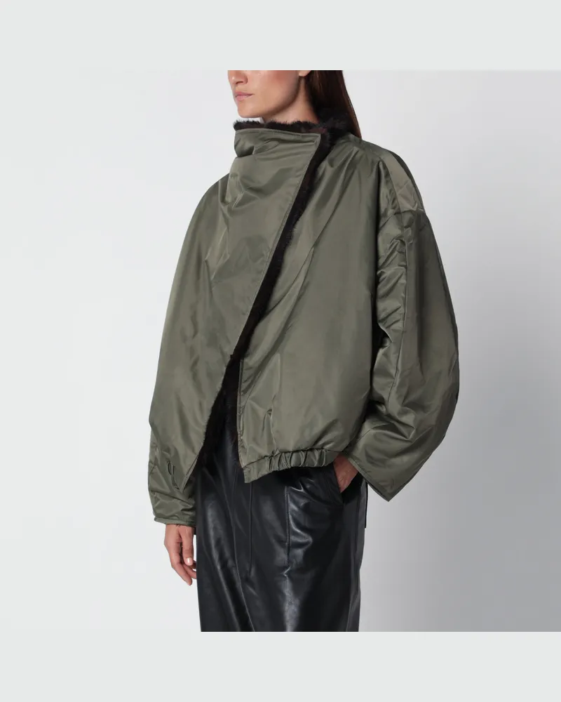 FRANKIE Shop Wendbare Jacke in Braun/Olivgrün Brown