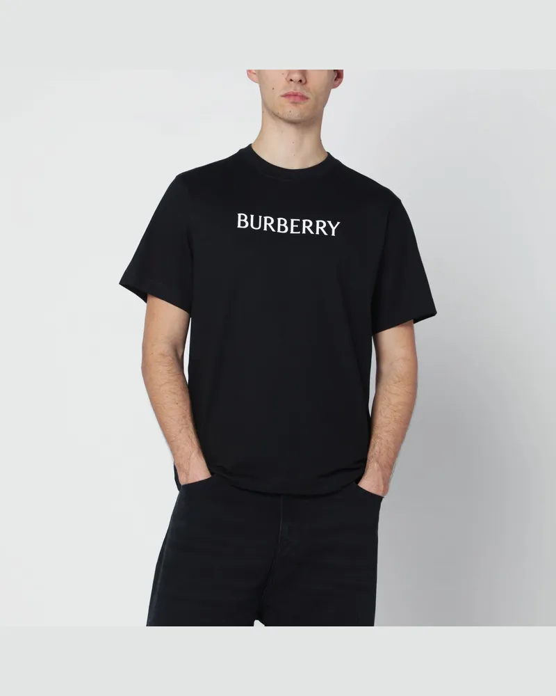 Burberry Schwarzes T-Shirt mit Logoprint Black
