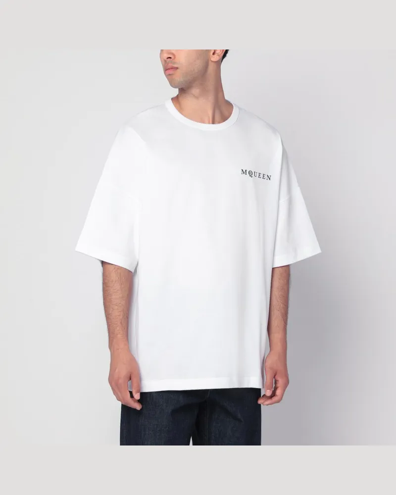 Alexander McQueen Weißes übergroßes T-Shirt mit Logo Weiß