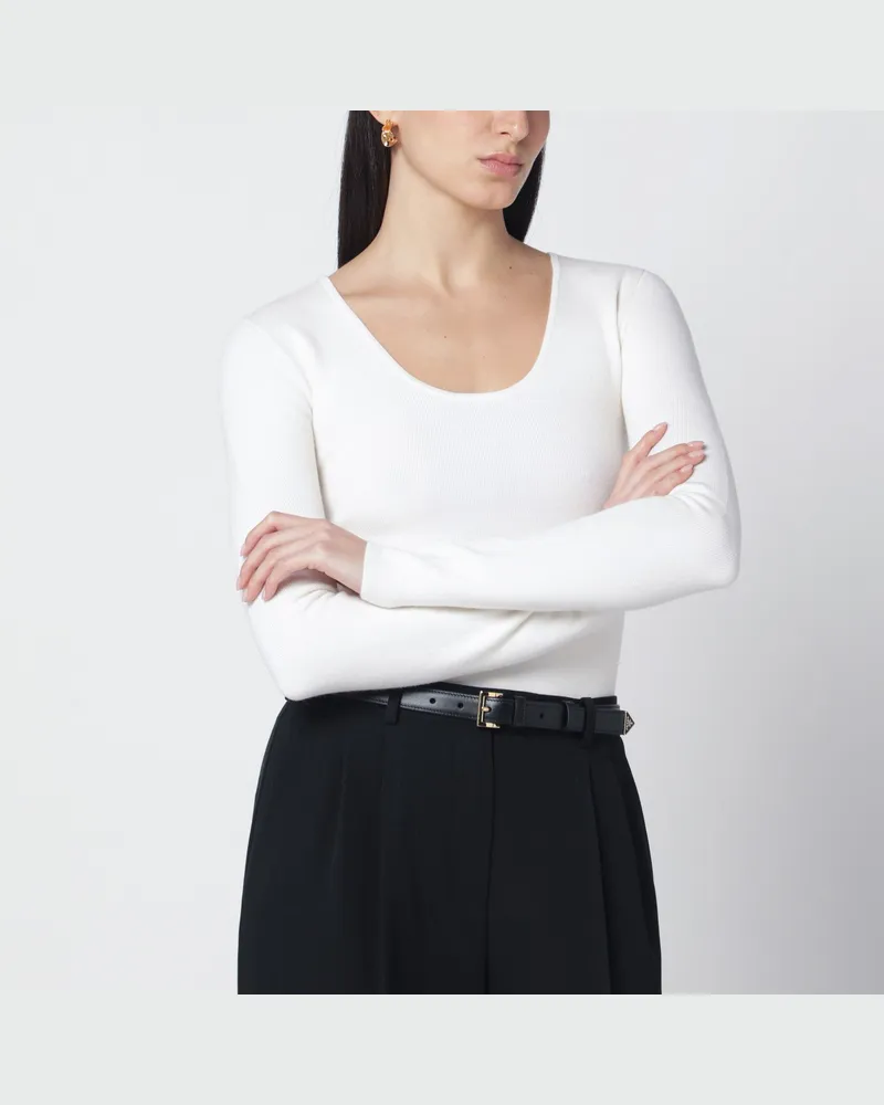 Totême Écrufarbener Strickpullover aus Wollmix White