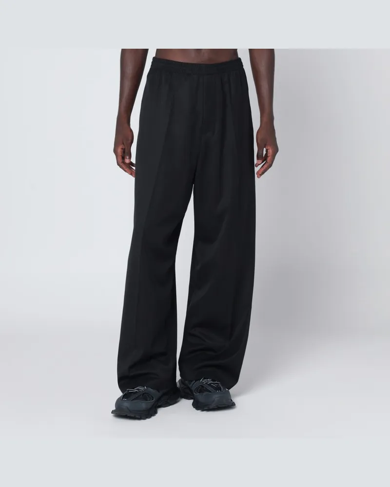 Balenciaga Weite schwarze Wollhose Schwarz