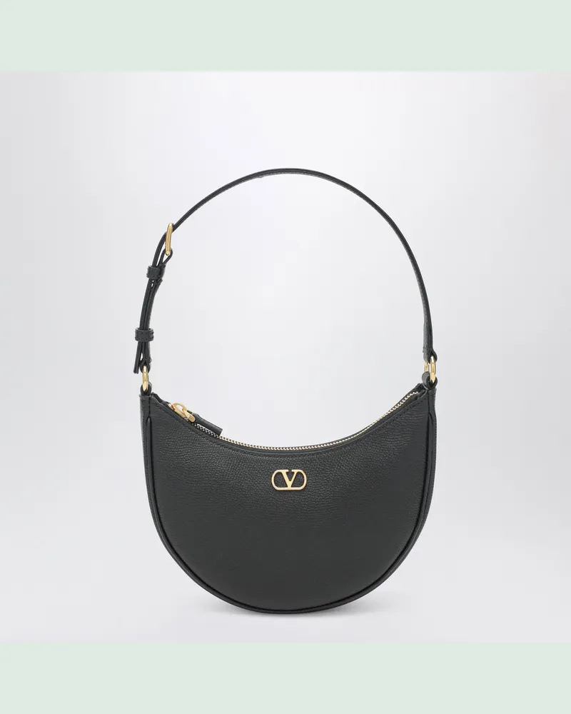 Valentino Garavani Vlogo Signature Mini Hobo Tasche aus schwarzem Leder Black