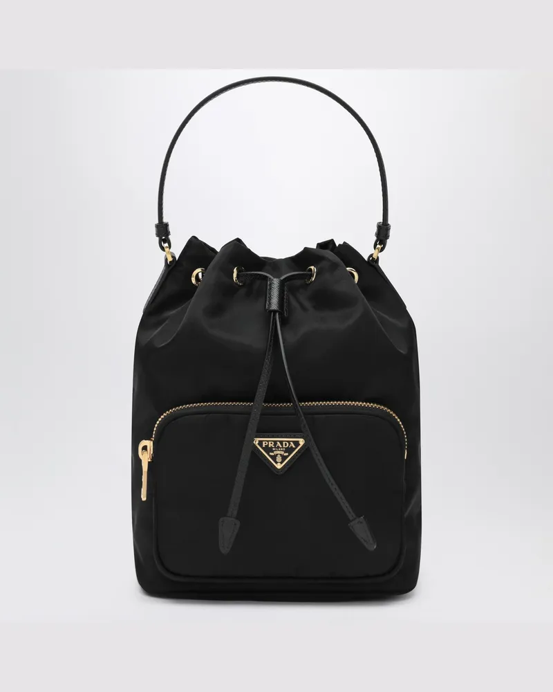 Prada Schwarze Bucket Bag  Duet aus Re-Nylon 