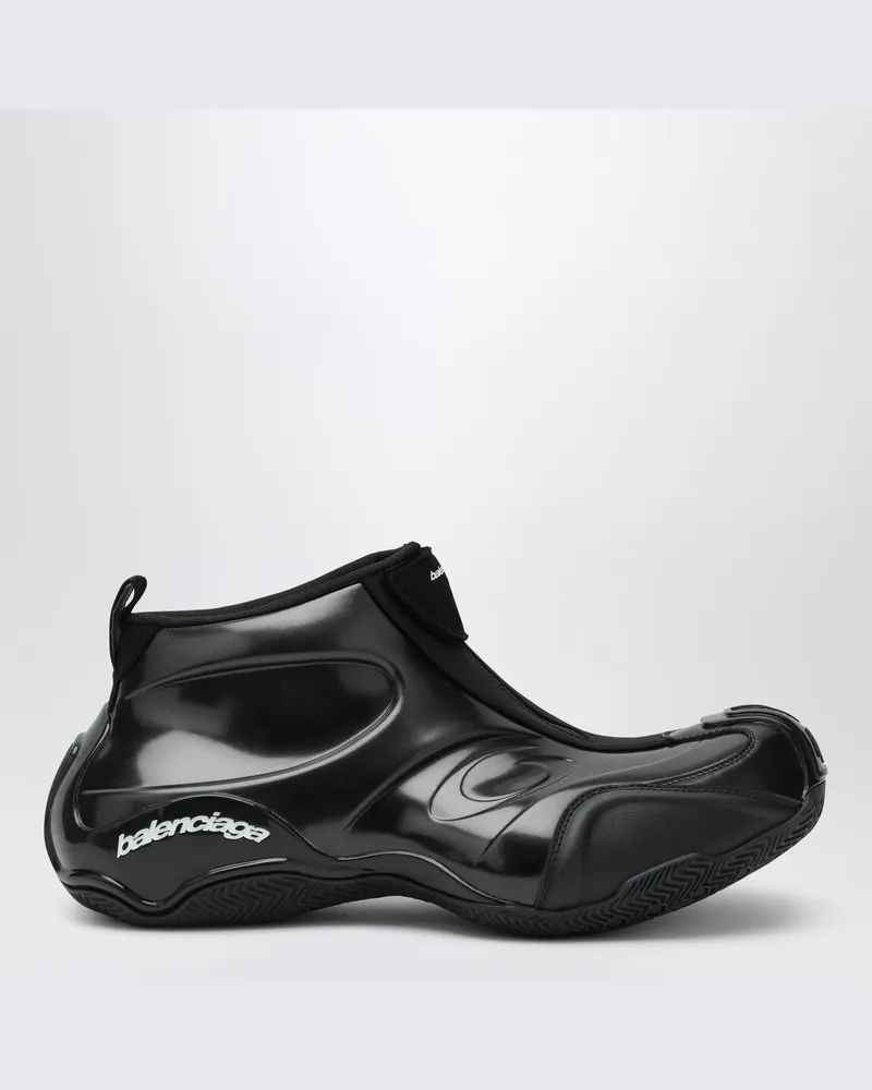 Balenciaga Glänzende schwarze Polyester-Basketball-Sneaker Schwarz