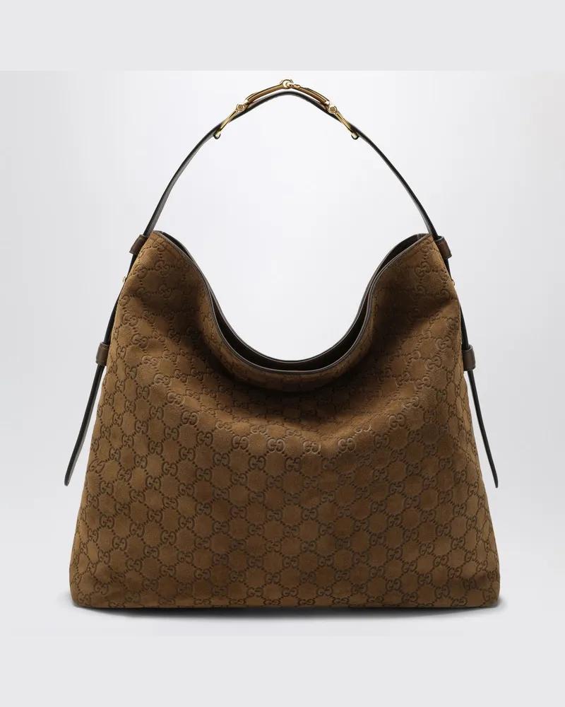 Gucci Große Beatrix-Shopper-Tasche aus braunem Wildleder Braun