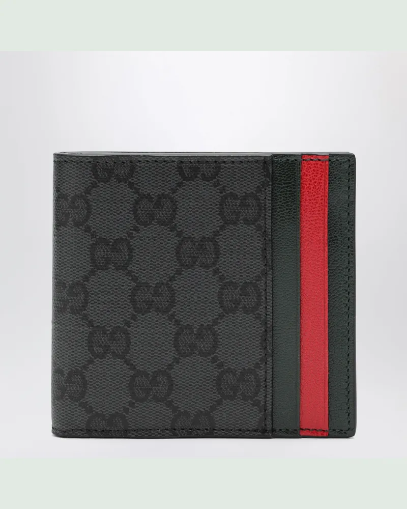 Gucci Schwarzes zweifach gefaltetes Portemonnaie aus beschichtetem GG-Gewebe Black