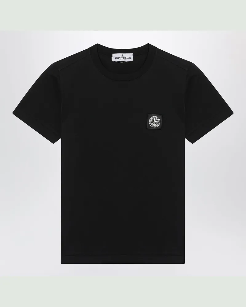 Stone Island Schwarzes T-Shirt mit Compass-Logo-Patch Black