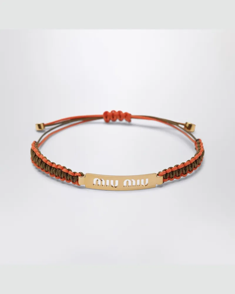 Miu Miu Armband olivgrün/orange mit geflochtener Kordel Multicolor