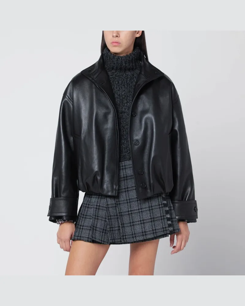 Durazzi Milano Schwarze Lederbomberjacke Schwarz