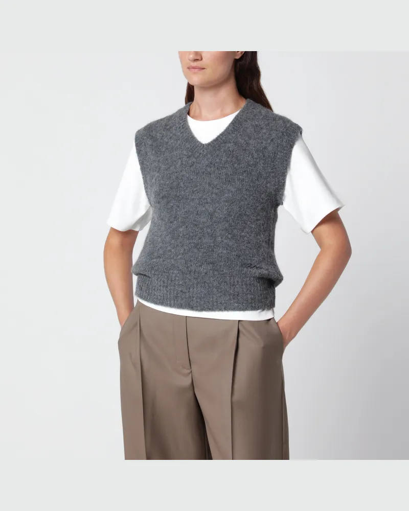 AMI Paris Weste grau meliert aus Alpaka-Woll-Mischung Grey