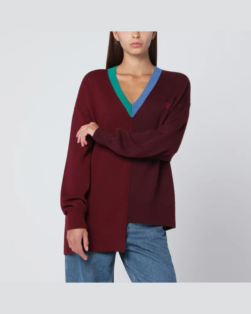 Loewe Bordeaux asymmetrisches Wolltop Grün