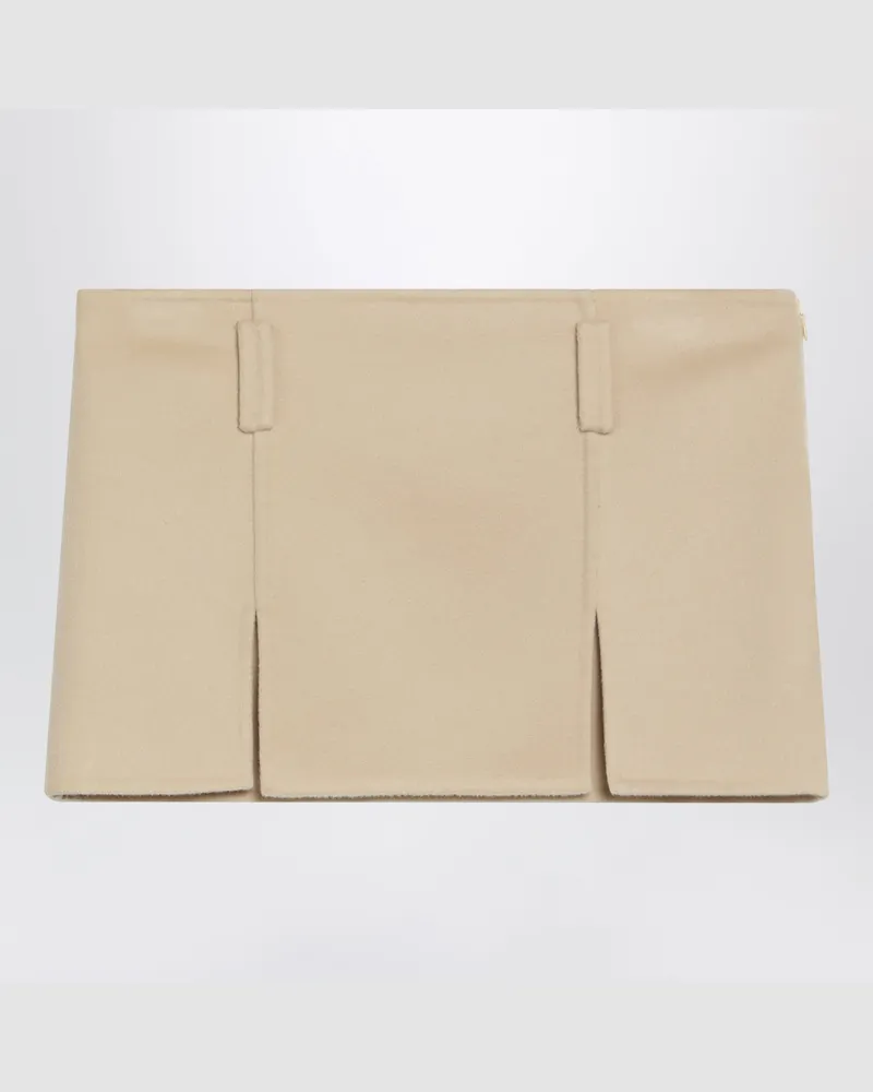 Miu Miu Sojafarbener Minirock aus Wolle und Kaschmir Beige