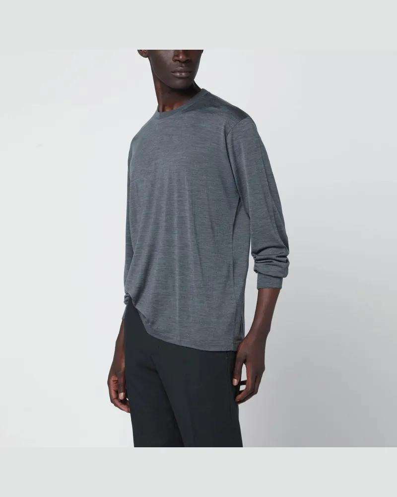 AURALEE Grauer Wollpullover mit Rundhalsausschnitt Grau