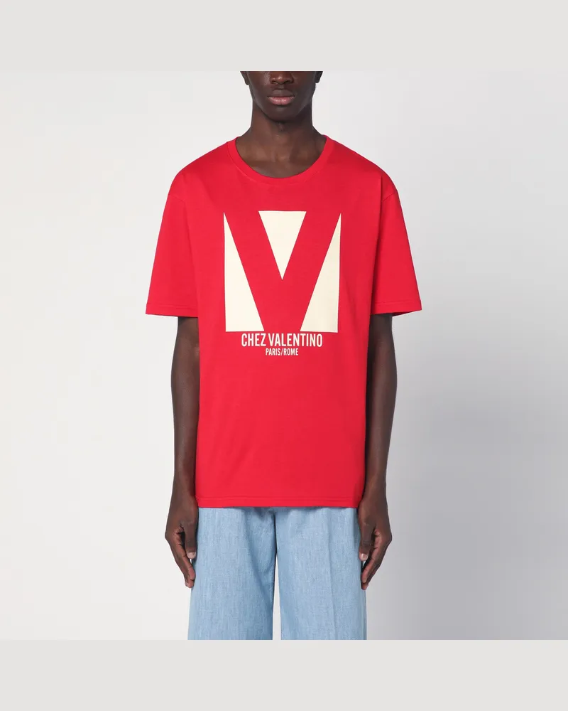 Valentino Garavani Rotes T-Shirt mit Chez -Print Red