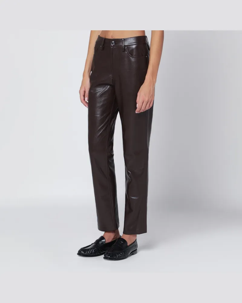 Anine Bing Braune Hose aus regeneriertem Leder Brown