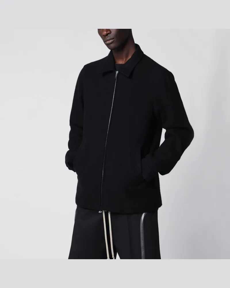 Rick Owens Jacke mit Reißverschluss aus schwarzer Wolle Black