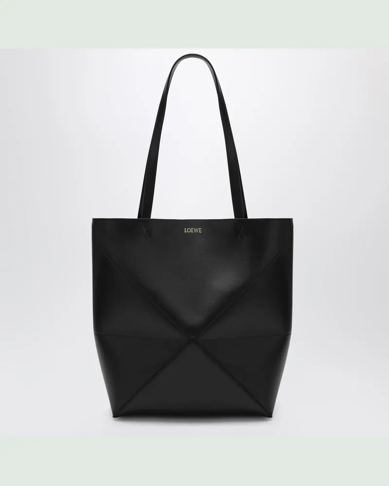 Loewe Mittelgroße schwarze Puzzle Fold Tote Bag Black