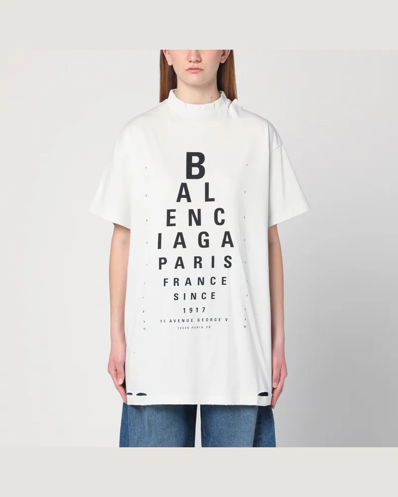 Balenciaga Weißes Oversize-T-Shirt Optical Weiß