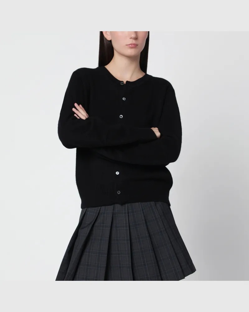Dunst Black crew-neck cardigan in wool blend Black