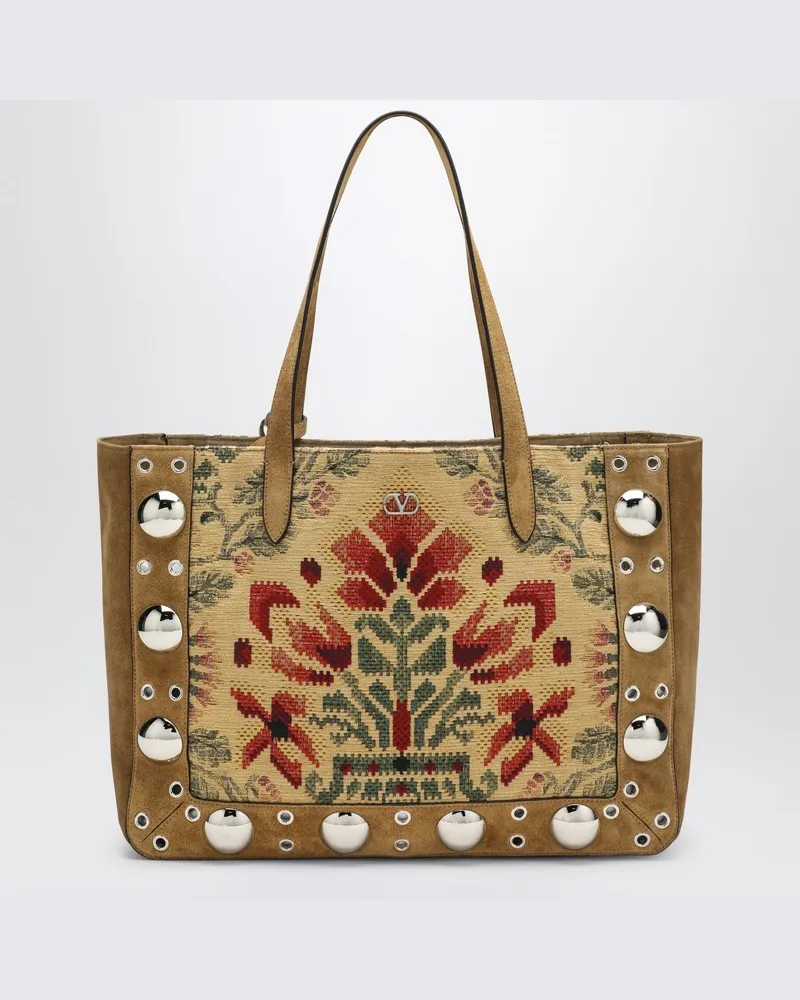 Valentino Garavani Mittlere Tragetasche Nellcôte aus Jacquardstoff Mehrfarbig