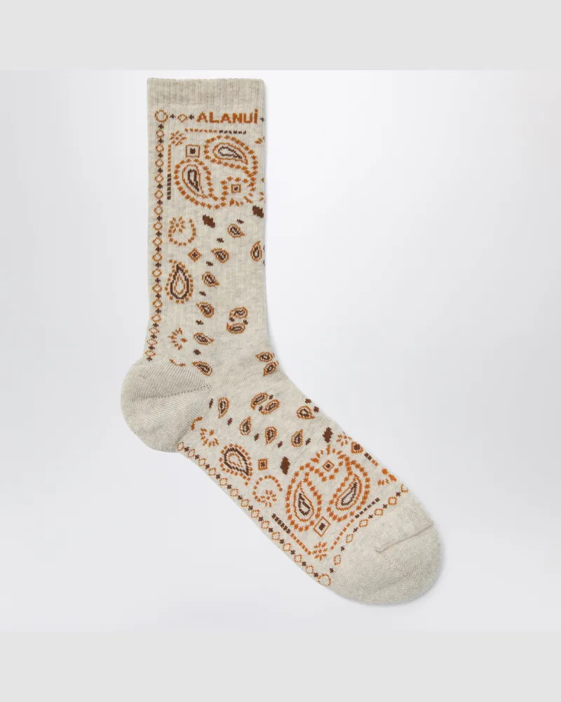 Alanui Weiße Bandana-Socken aus Baumwollmischgewebe White